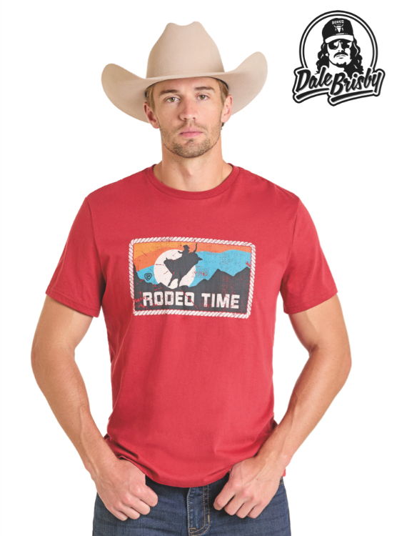 Rock & Roll Men's Rodeo Time Red Tee BU21T07451