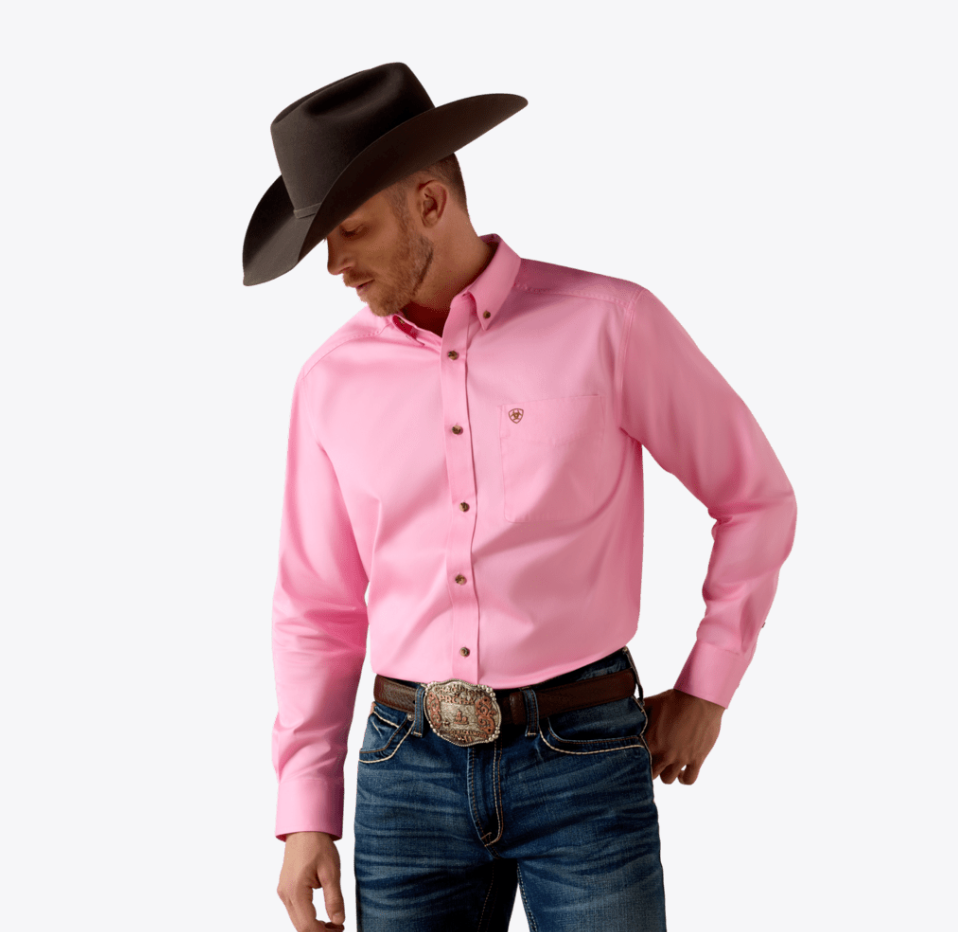 Ariat Men's Solid Pink Long Sleeve Shirt 10016692