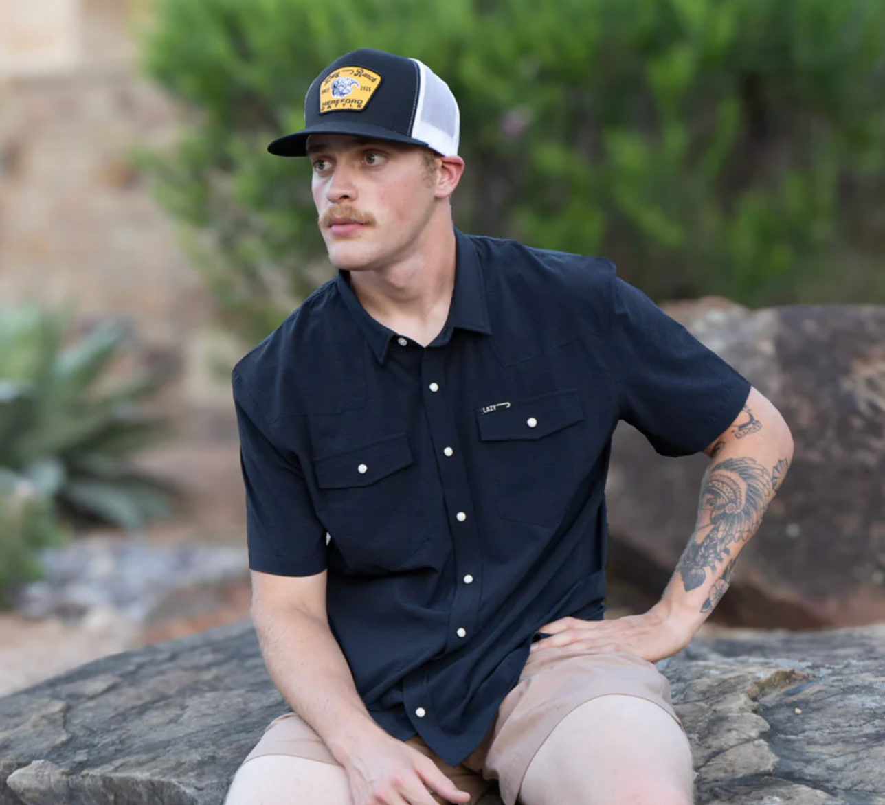 Lazy J Men's Airflow Black Short Sleeve Shirt LJPS-2508