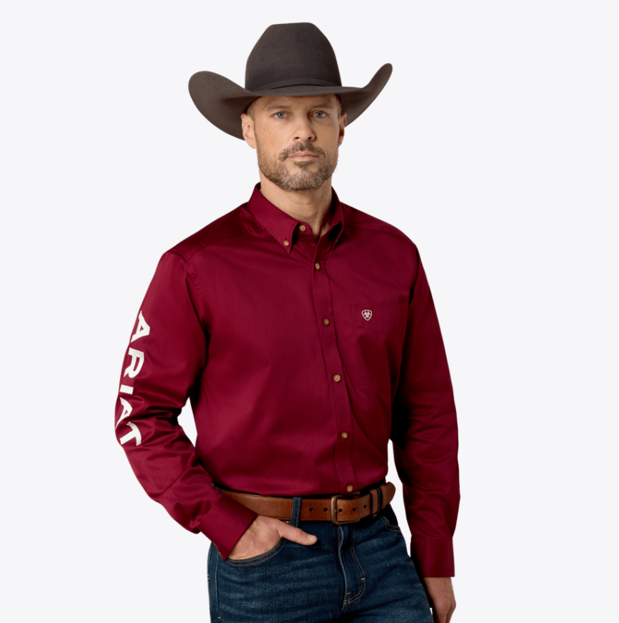 Ariat Men's Burgundy Team Logo Shirt 10027995