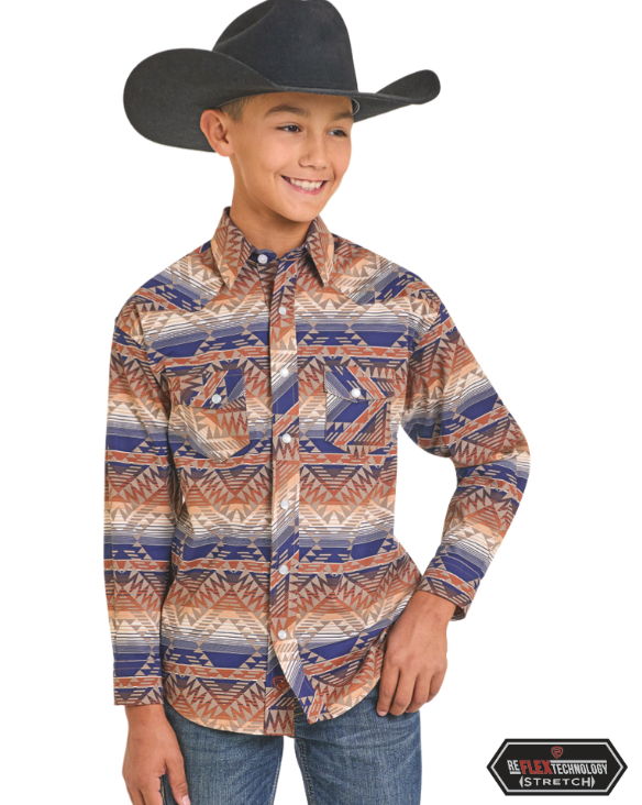 Rock & Roll Boy's Aztec Snap Shirt BBN2S07140