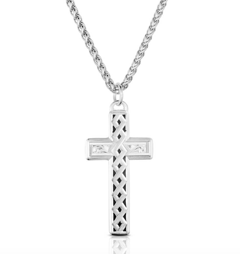 Montana Silversmiths Woven Legacy American Made Cross Necklace AMNC6175