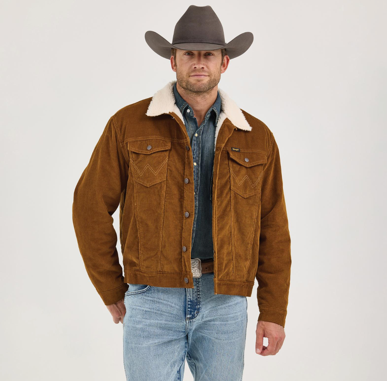 Wrangler Men's Brown Corduroy Sherpa Lined Jacket 2367603