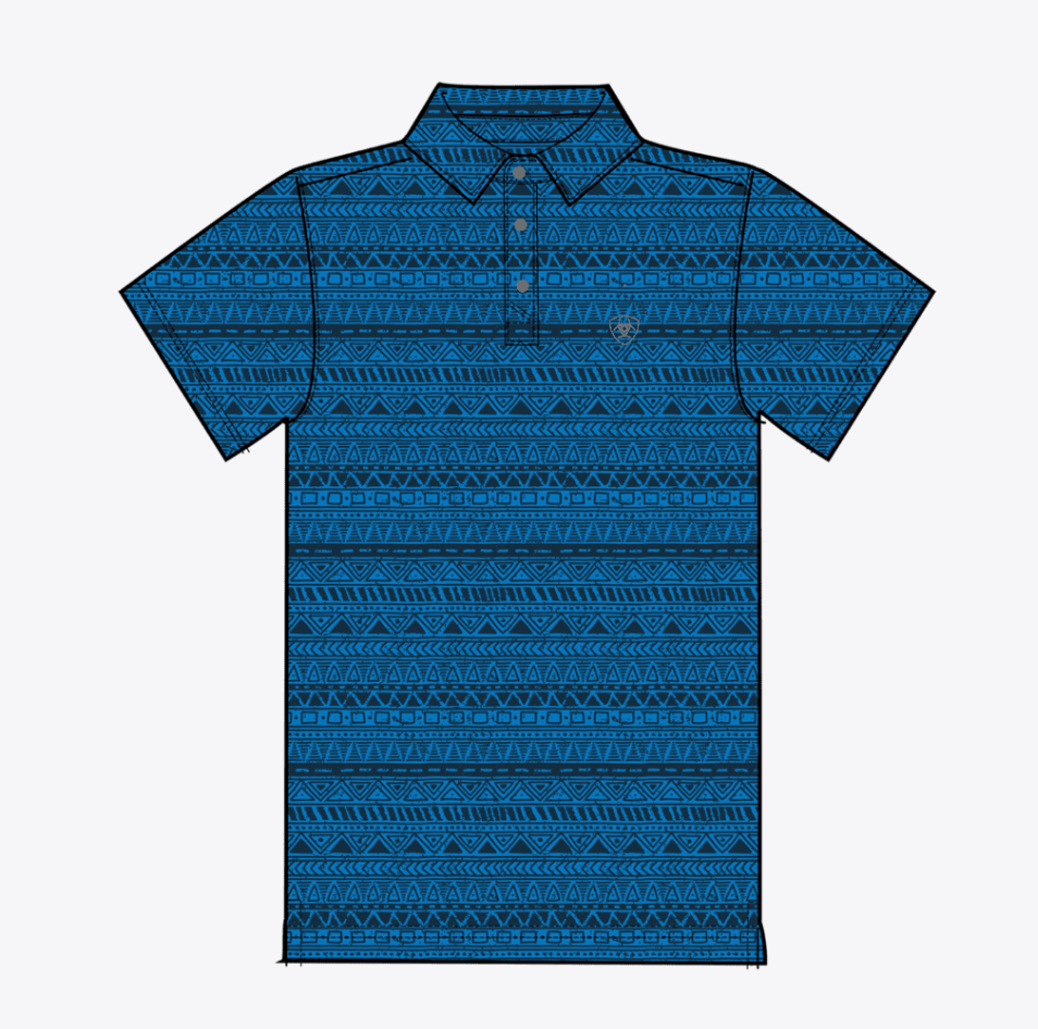 Ariat Boy's All Over Print Blue Polo 10073490