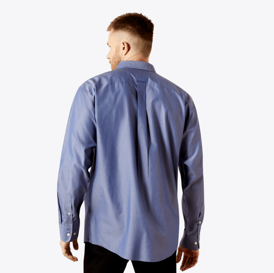 Ariat Men's Solid Pinpoint Oxford Blue Shirt 10065842