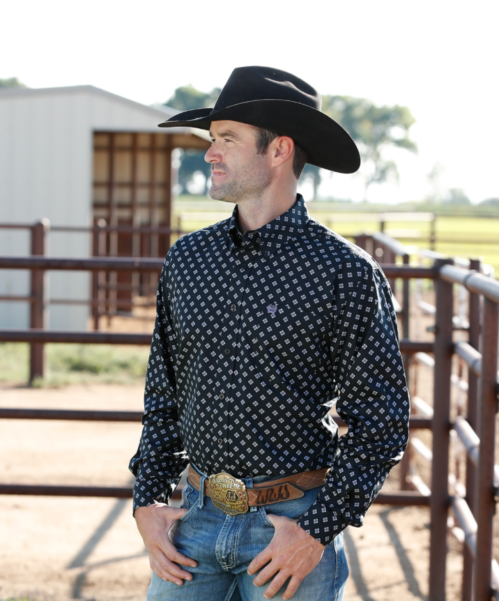 Cinch Men's Black Printed Long Sleeve Shirt MTW1105646