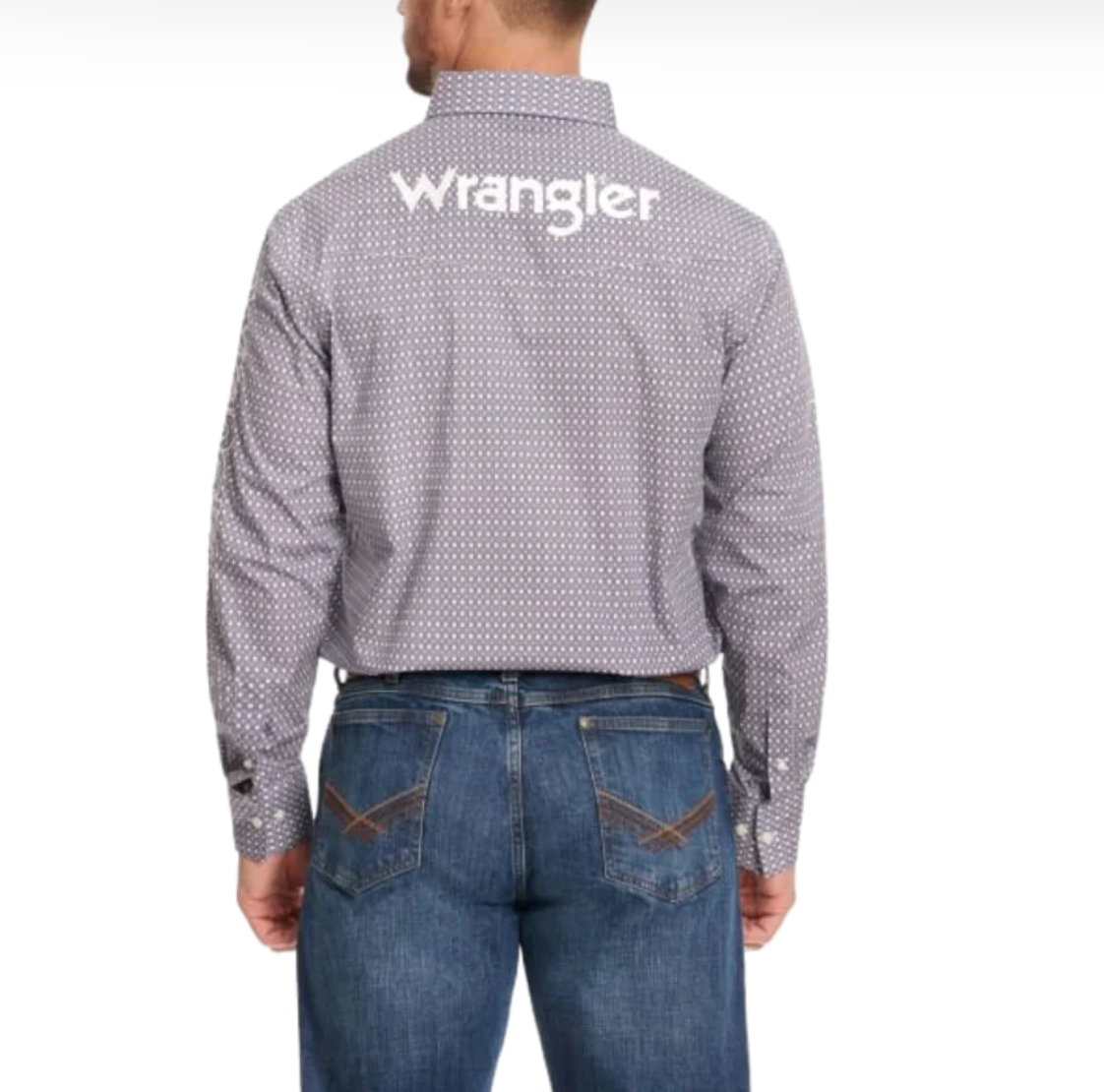 Wrangler Men's Navy Printed Long Sleeve Shirt 112344432