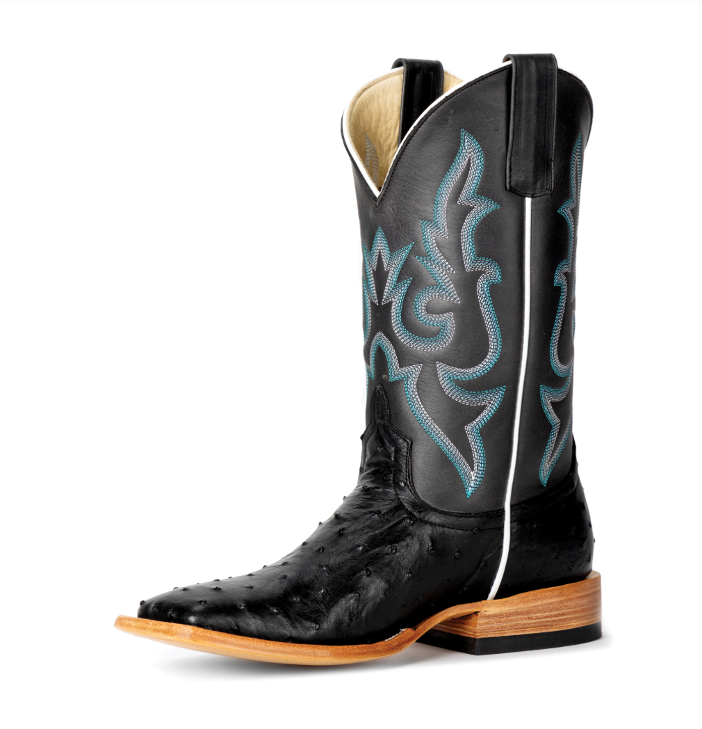 Macie Bean Women's Black Full Quill Ostrich Boots M2035