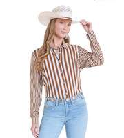 Rock & Roll Cowgirl Striped Long Sleeve Shirt LWB2S08445