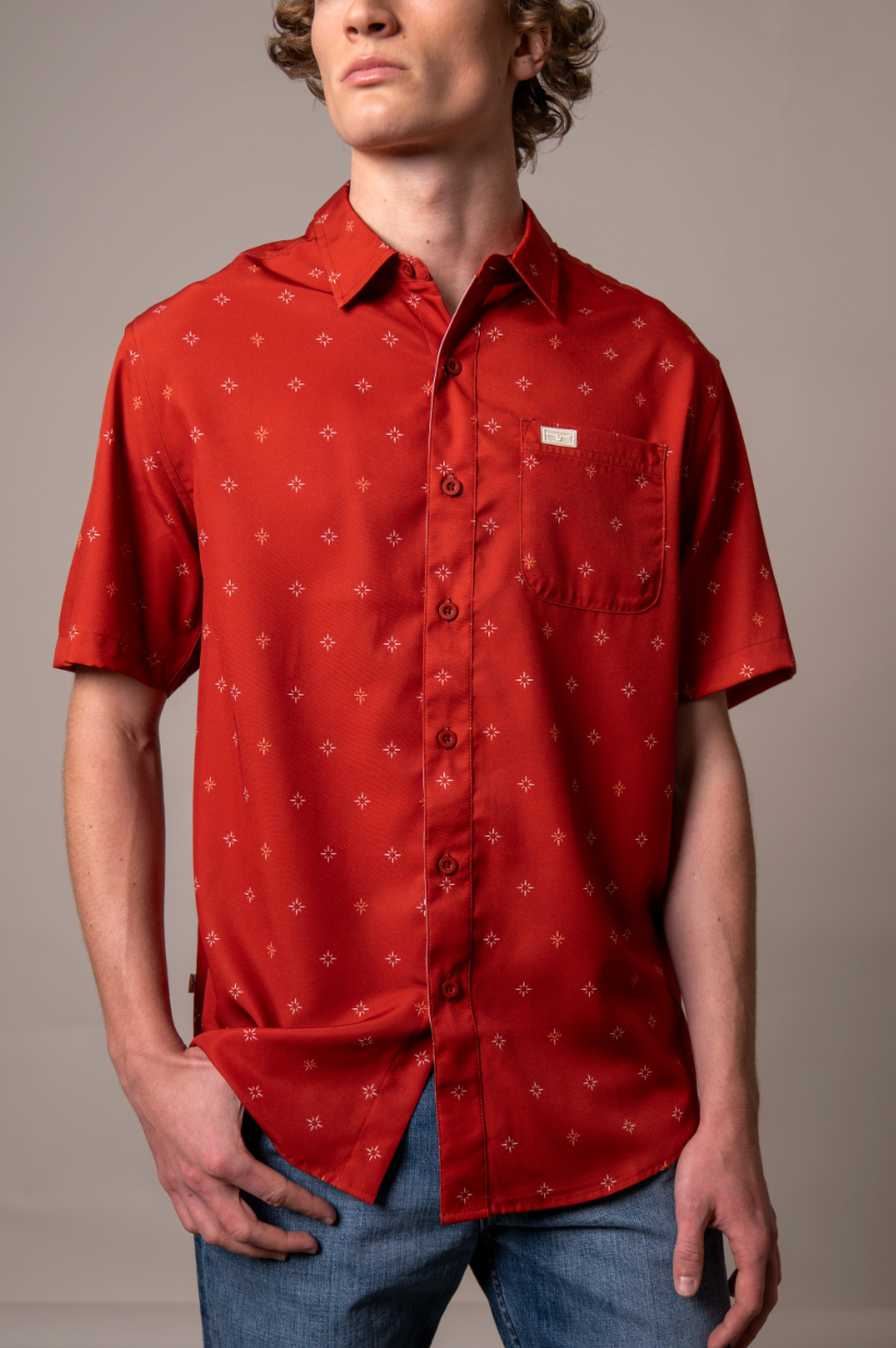 Kimes Ranch Men's Dunn Red Button Up Shirt
