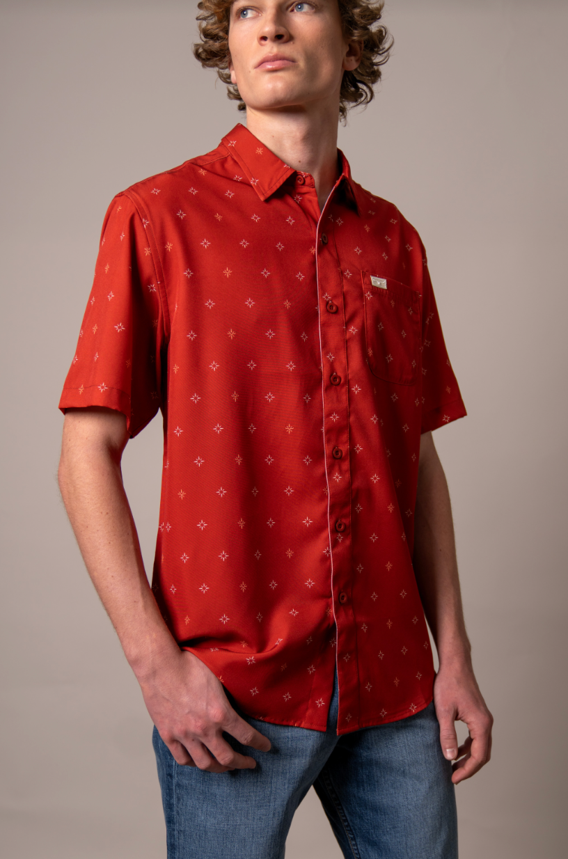 Kimes Ranch Men's Dunn Red Button Up Shirt