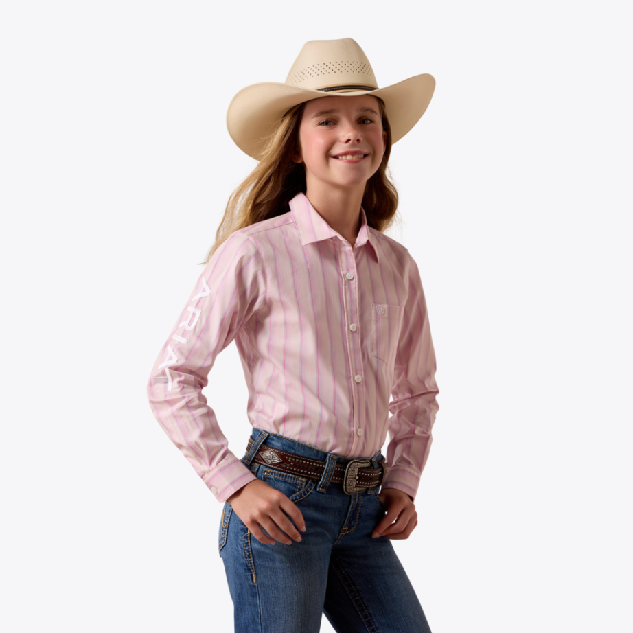 Ariat Girl's Team Kirby Pink Ombre Striped Shirt 10073510