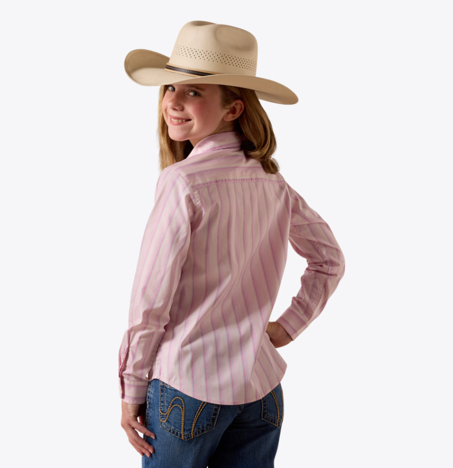 Ariat Girl's Team Kirby Pink Ombre Striped Shirt 10073510