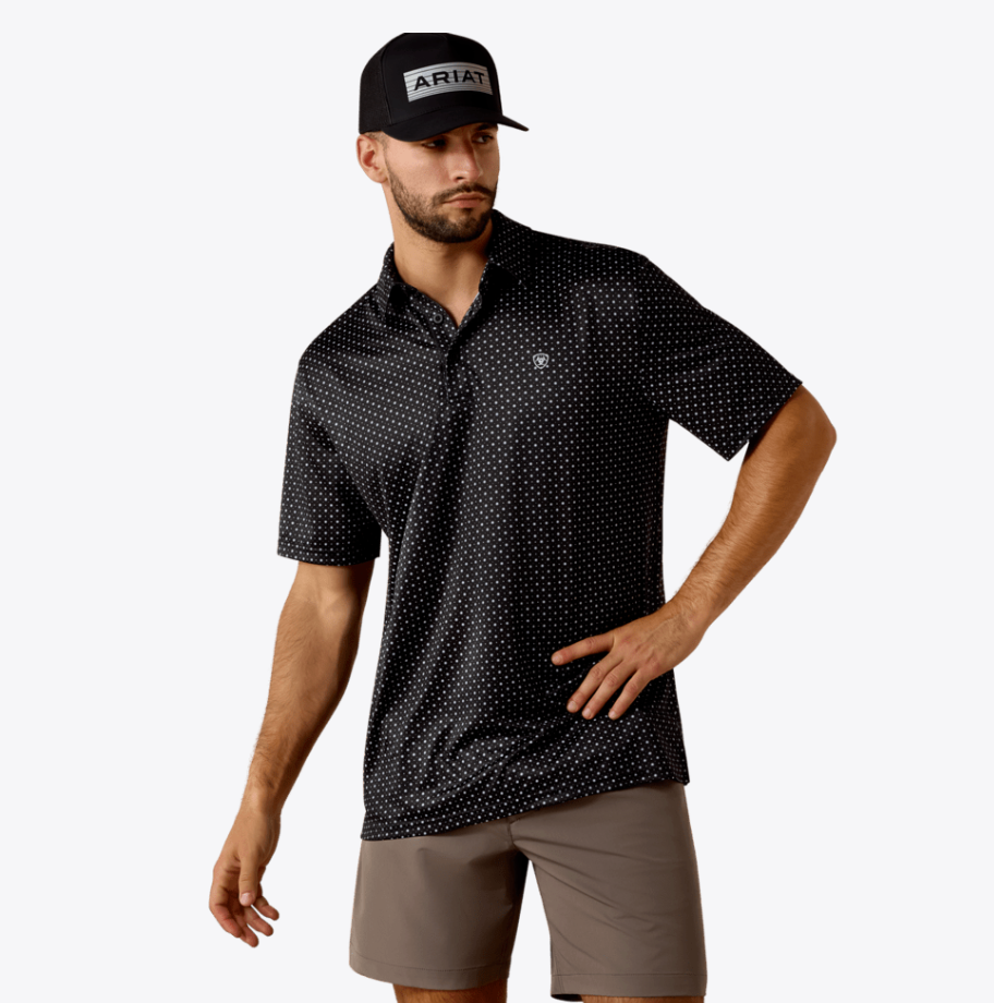 Ariat Men's Mini Star Print Black Polo 10073472