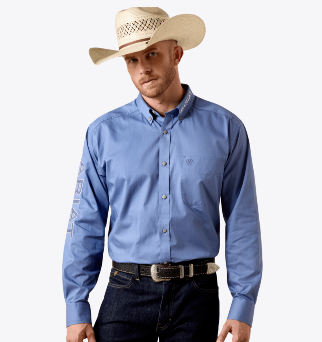 Ariat Men's Team Blue Twill Long Sleeve Shirt 10073660