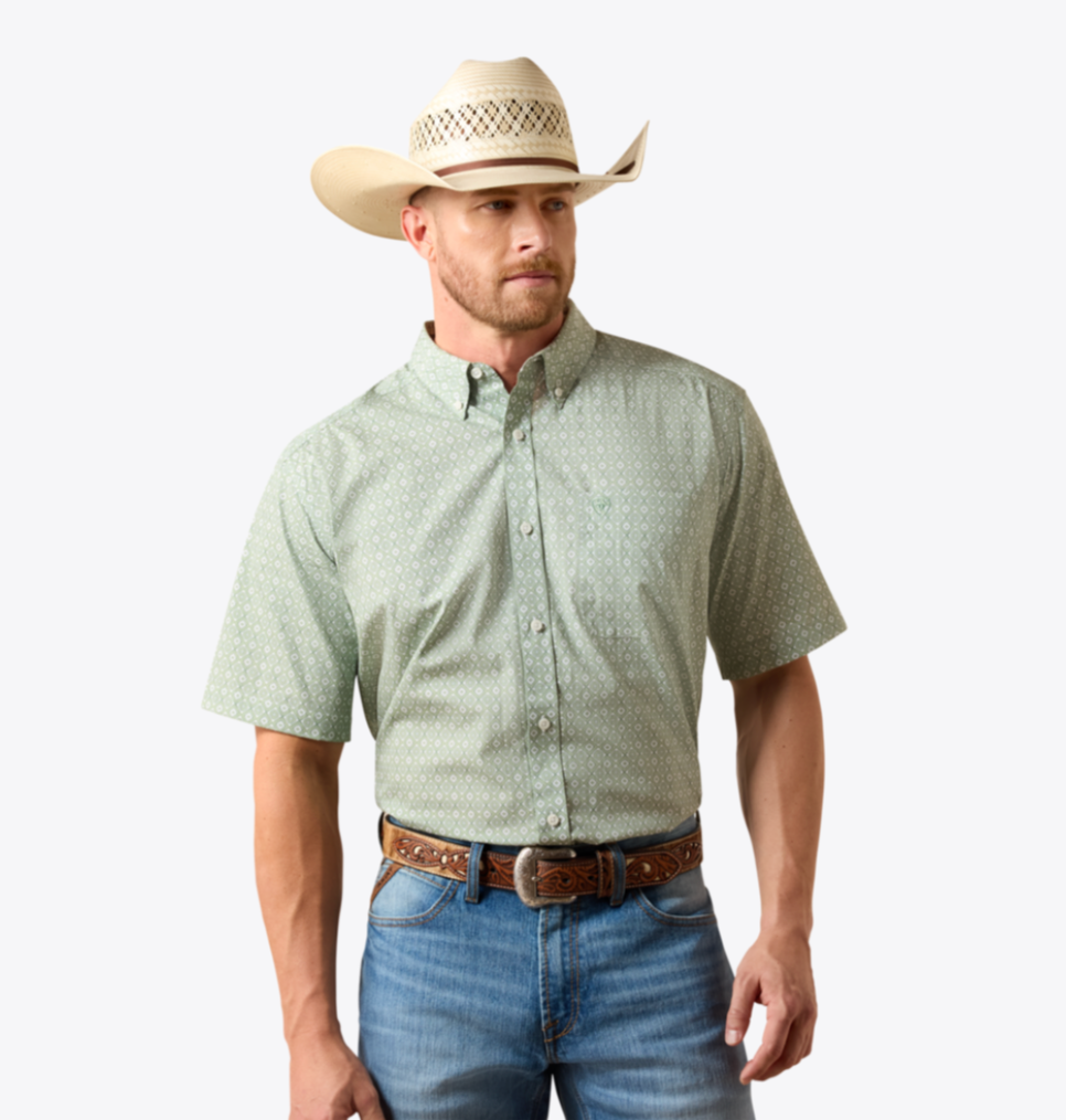 Ariat Men's Worthington Green Short Sleeve Shirt 10073697