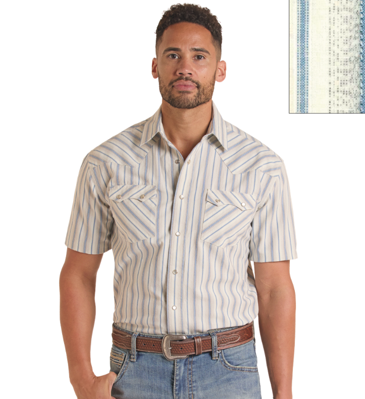 Panhandle Slim Men's Striped Short Sleeve Shirt PMN9S08897