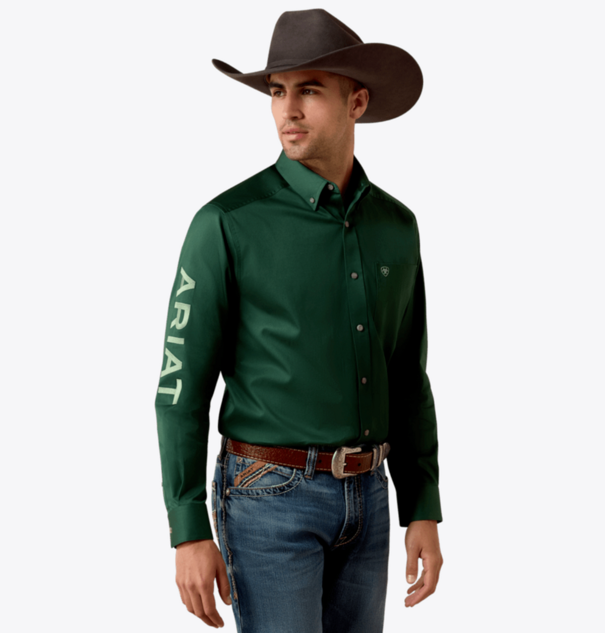 Ariat Men's Team Pineneedle Green Long Sleeve Shirt 10079291