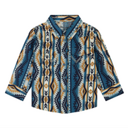 Wrangle Boy's Teal/ Brown Southwestern Printed Shirt 2381491