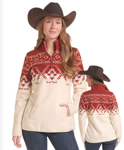 Panhandle Slim Women's Scarlet Aztec Pullover DW91C09295