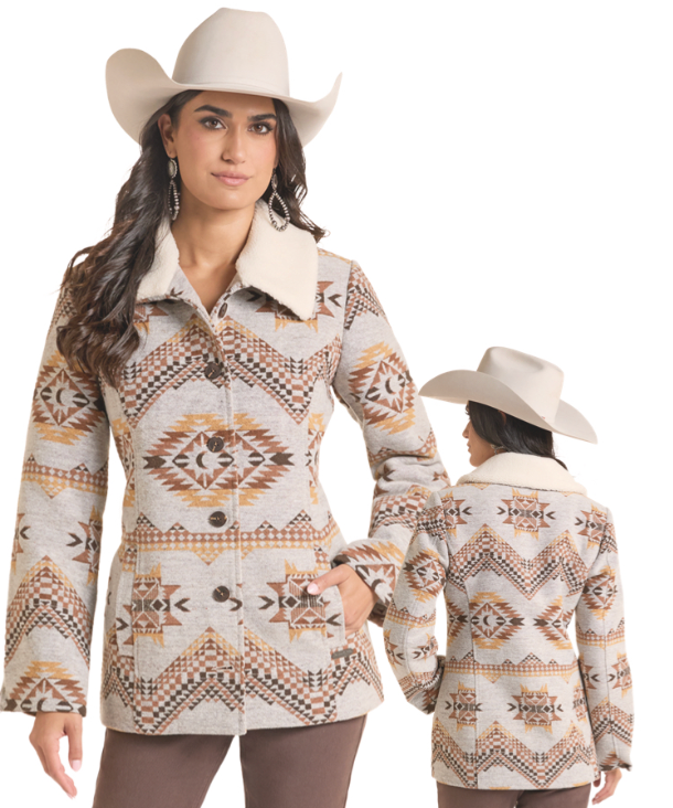 Panhandle Slim Women's Aztec Patterned Eggshell Coat DW92C09287
