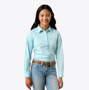 Ariat Girl's Team Kirby Aqua Long Sleeve Shirt 10079546