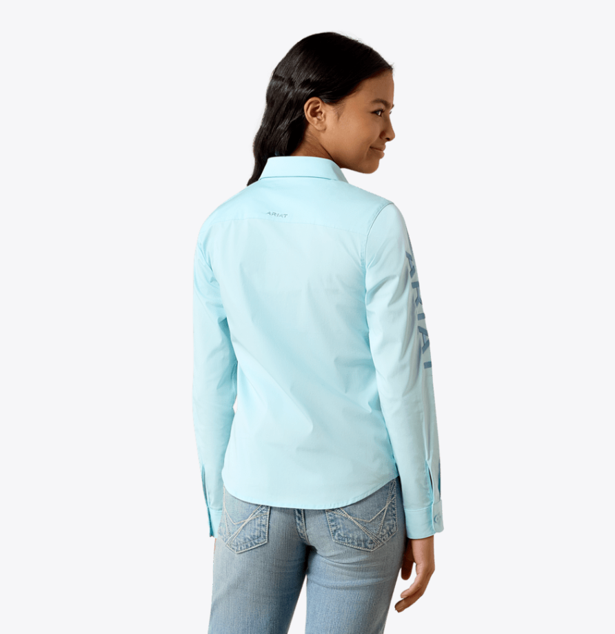 Ariat Girl's Team Kirby Aqua Long Sleeve Shirt 10079546