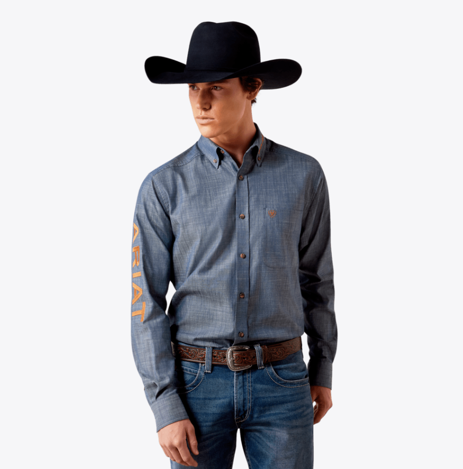 Ariat Men's Team Logo Chambray Long Sleeve Shirt 10079641