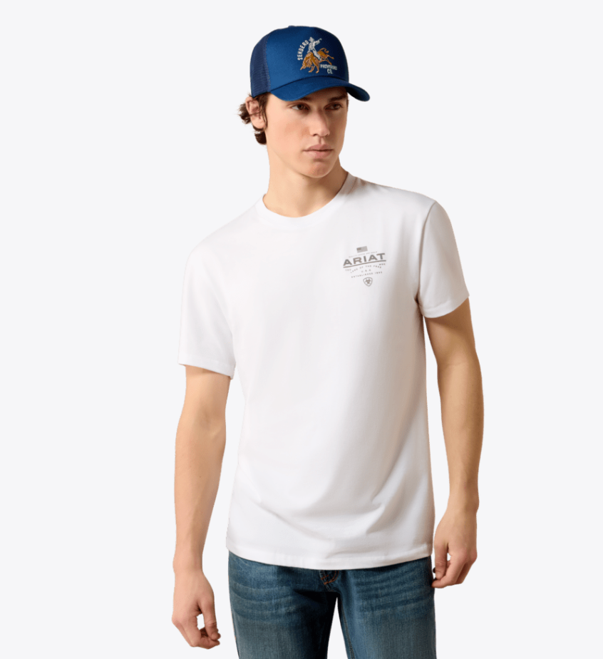 Ariat Men's White Lock Up Flag Graphic Tee 10080626