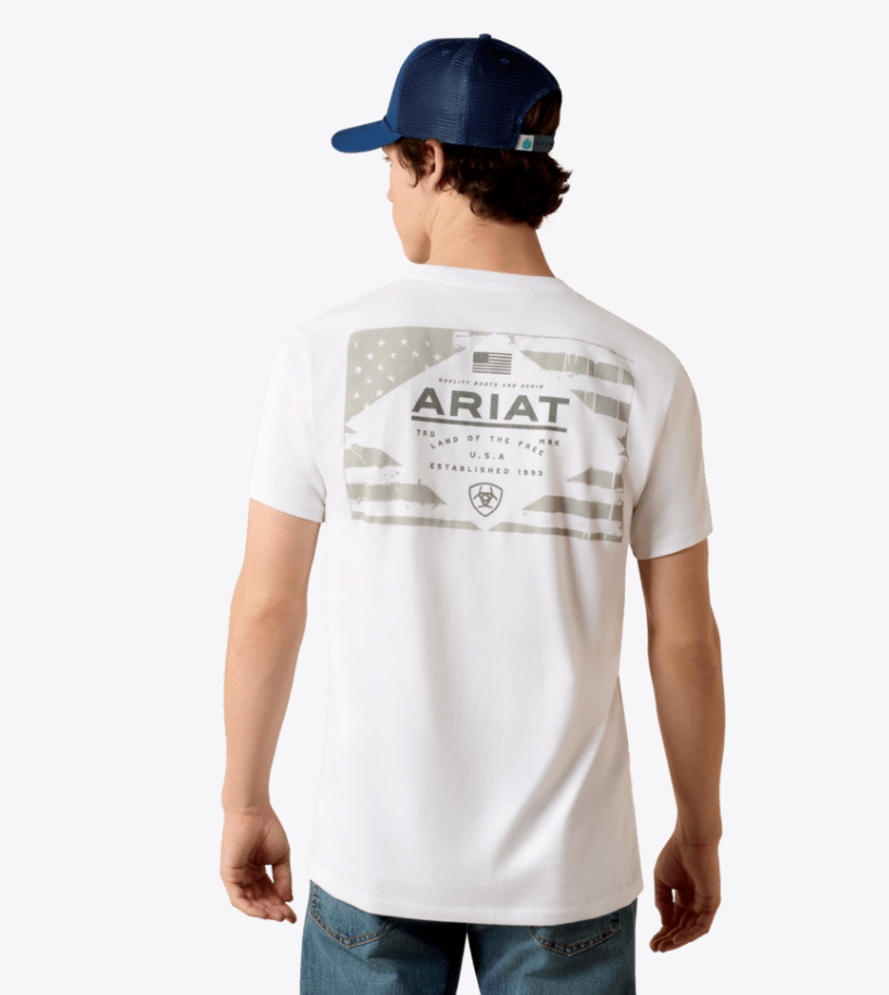 Ariat Men's White Lock Up Flag Graphic Tee 10080626