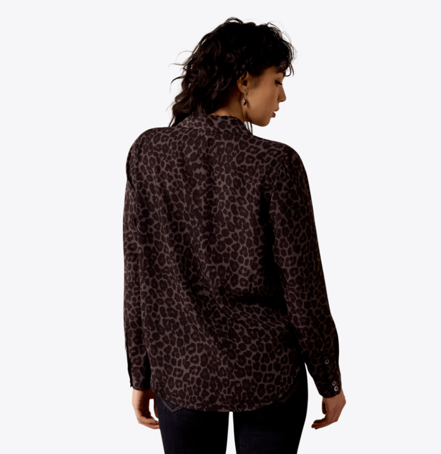 Ariat Women's Homestyle Grey Leopard Long Sleeve Shirt 10079603