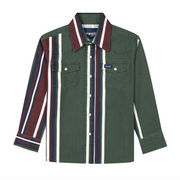 Wrangler Boy's Green Striped Brushpopper Shirt 2385823
