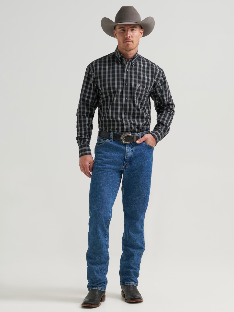 Wrangler Men's George Strait Black Long Sleeve Shirt 2385359