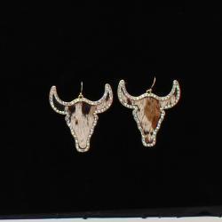 Silver Strike Calf Hair Crystal Cow Earrings D460013305