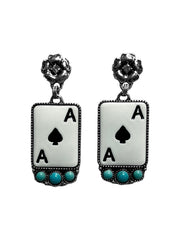 Silver Strike Ace Card Earrings D460019762