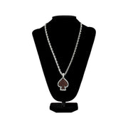 Silver Strike Men's Spade Leather Inlay Necklace D47027