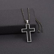Silver Strike Men's Gunmetal Cross Necklace D47007