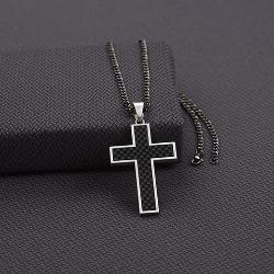 Silver Strike Men's Gunmetal Cross Necklace D47007