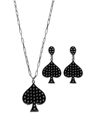 Silver Strike Black Spade Pendant Jewelry Set D450026201
