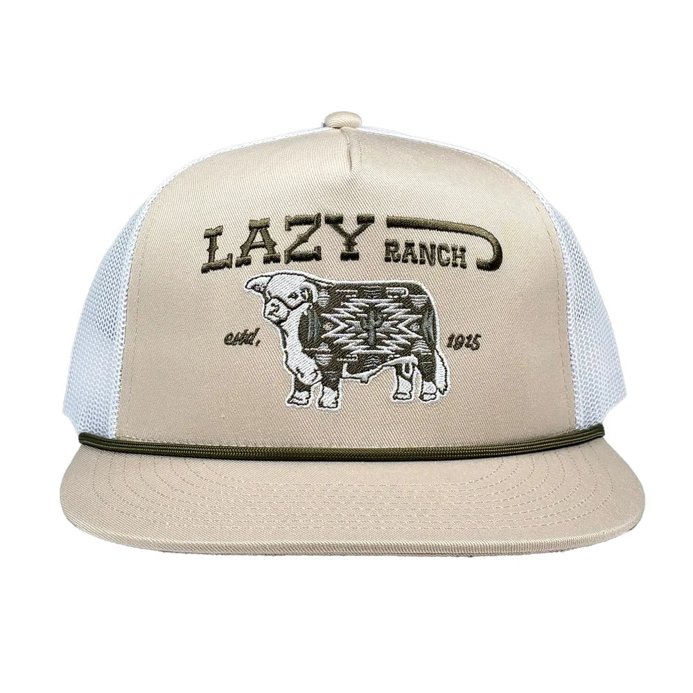 Lazy J Ranch Wear Tan & White Alpine Classic Rope Trucker Cap TANWHT4-ALPINE