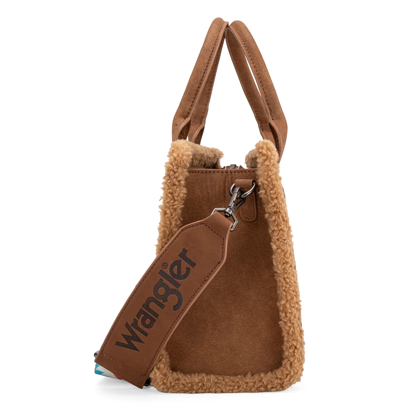 Wrangler Sherpa Southwestern Print Small Canvas Tote/Crossbody WG166-8120S BROWN
