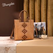 Wrangler Aztec Embroidered Tote Bag/Crossbody WG218-8900BROWN