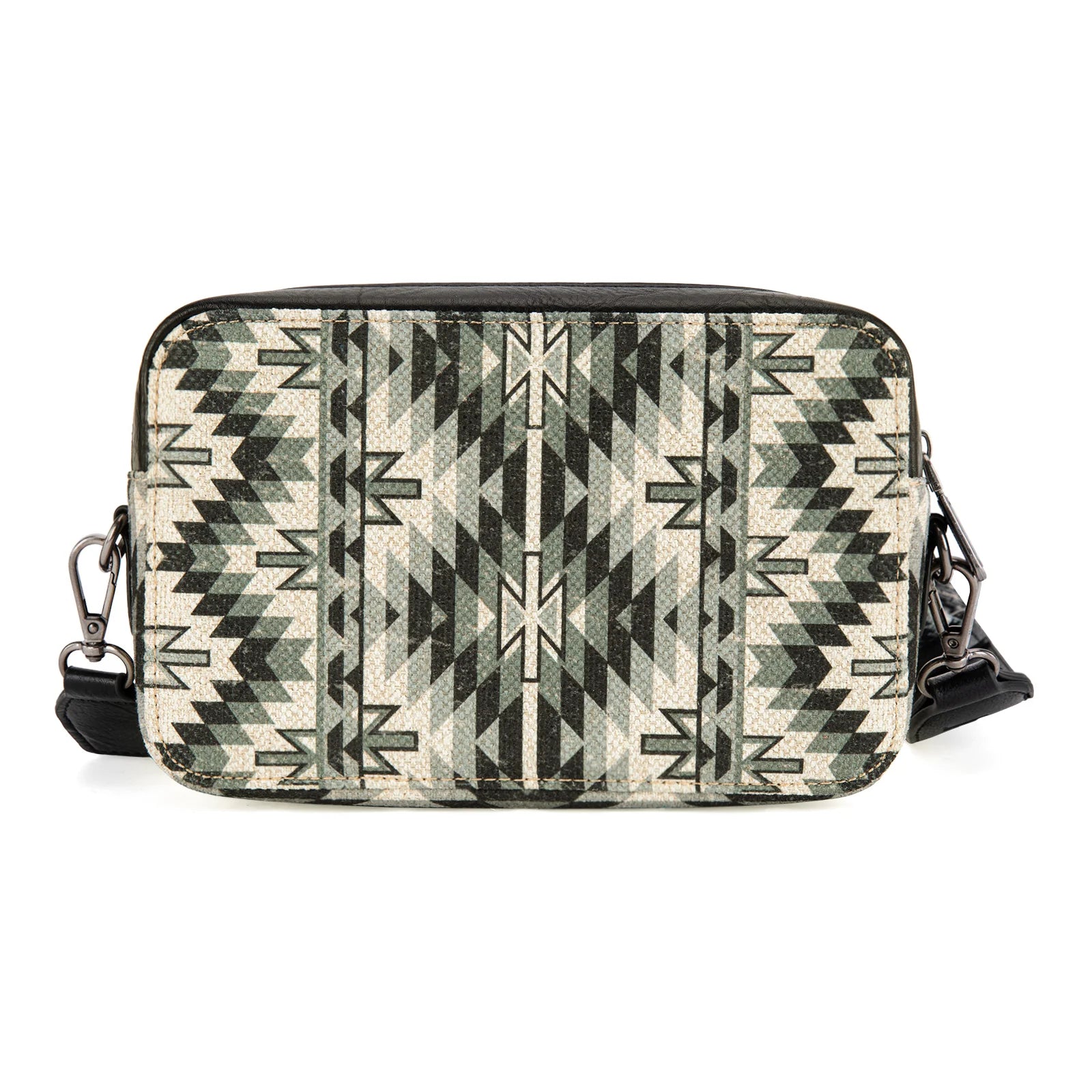 Wrangler Southwestern Pattern Dual Sided Crossbody Purse with Wallet Compartment WG2207-3007BLACK