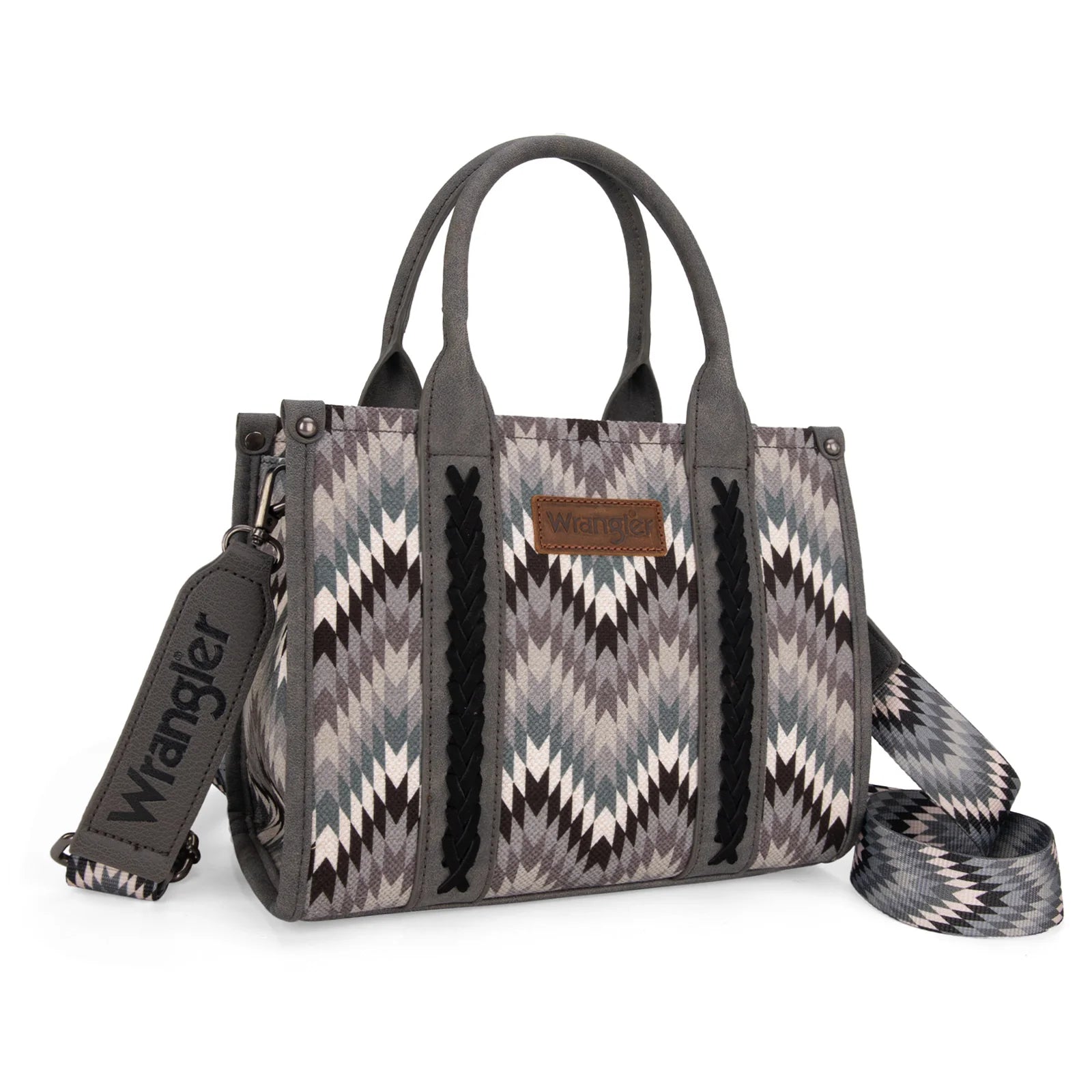 Wrangler Southwestern Pattern Dual Sided Print Tote/Crossbody WG2211-8120S GREY