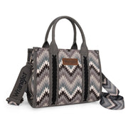 Wrangler Southwestern Pattern Dual Sided Print Tote/Crossbody WG2211-8120S GREY