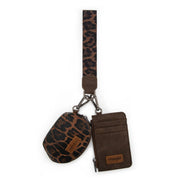 Wrangler Coffee Leopard Dual Pouch Wristlet  WG296-W0051CF