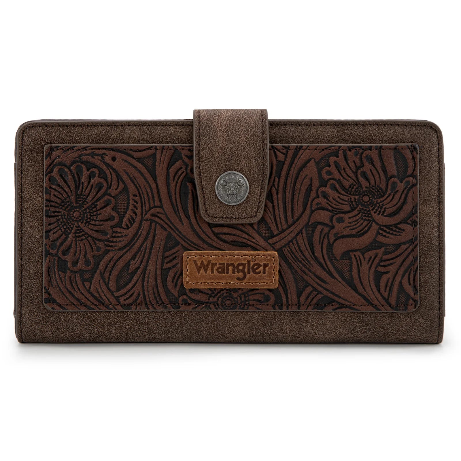 Wrangler Coffee Floral Tooled RFID Wallet WG339-W080