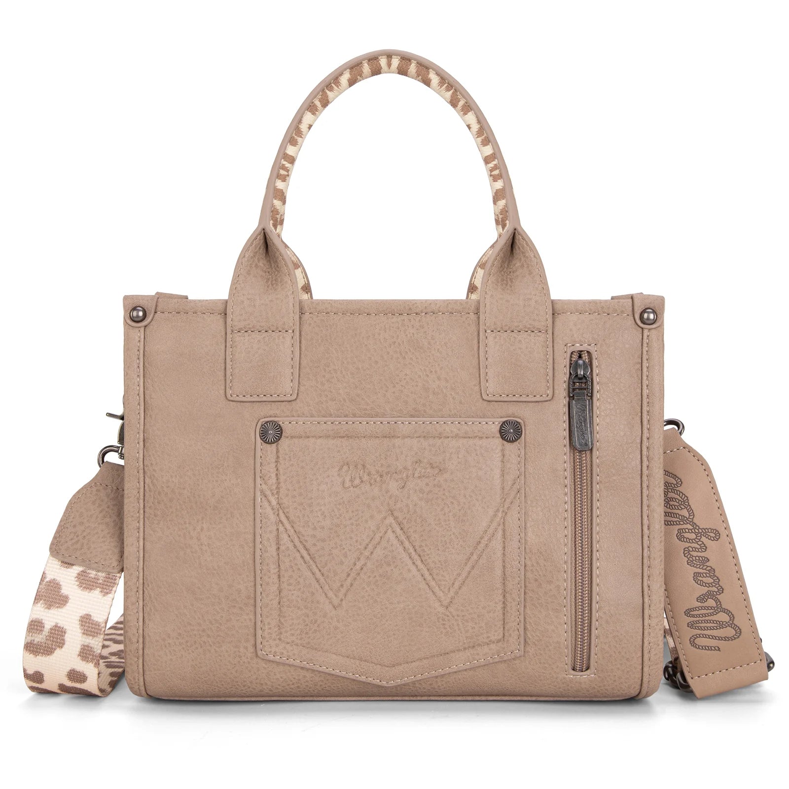 Wrangler Leopard Print Concealed Carry Tote/Crossbody WG102-8120S TAN