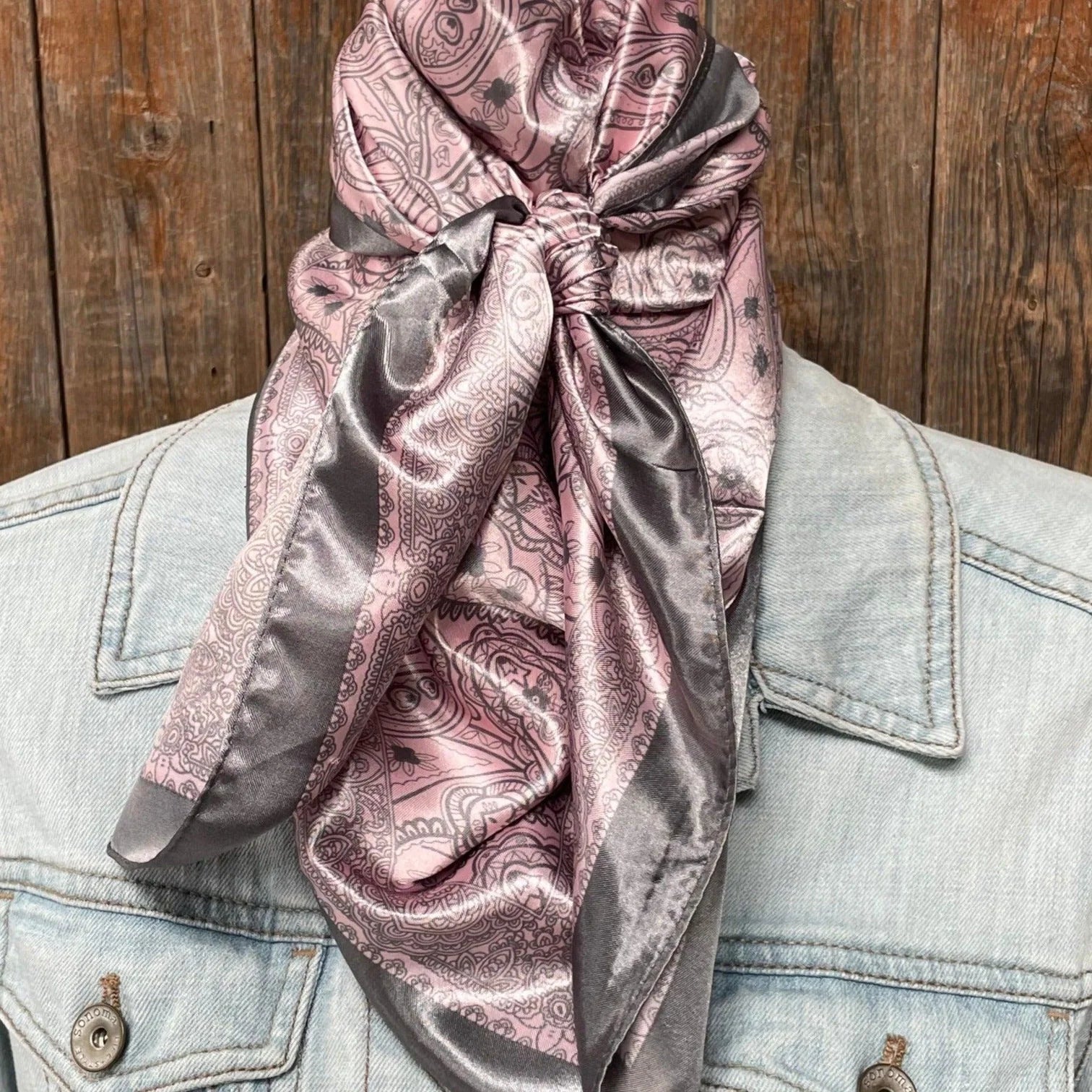 Rodeo Drive Pink and Grey Paisley Wild Rag WR3400