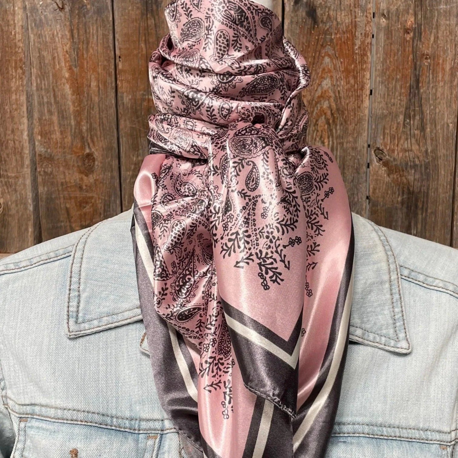 Rodeo Drive Pink and Grey Paisley Wild Rag WR3409